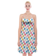 Multicolored Sweet Donuts Spaghetti Strap Velvet Dress by SychEva