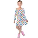 Multicolored Sweet Donuts Kids  Long Sleeve Velvet Dress View1