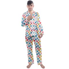 Multicolored Sweet Donuts Men s Long Sleeve Satin Pajamas Set by SychEva