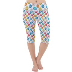 Multicolored Sweet Donuts Lightweight Velour Cropped Yoga Leggings by SychEva