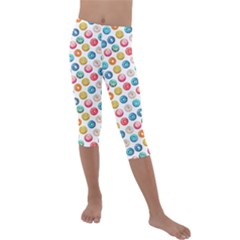 Multicolored Sweet Donuts Kids  Lightweight Velour Capri Leggings  by SychEva