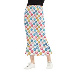 Multicolored Sweet Donuts Maxi Fishtail Chiffon Skirt by SychEva