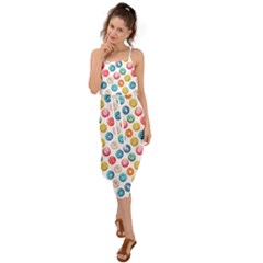 Multicolored Sweet Donuts Waist Tie Cover Up Chiffon Dress by SychEva