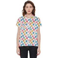 Multicolored Sweet Donuts Short Sleeve Pocket Shirt by SychEva