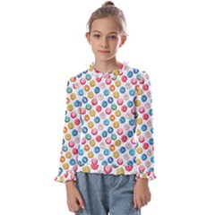 Multicolored Sweet Donuts Kids  Frill Detail Tee