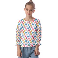 Multicolored Sweet Donuts Kids  Cuff Sleeve Top