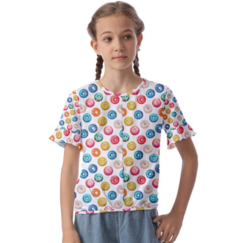 Multicolored Sweet Donuts Kids  Cuff Sleeve Scrunch Bottom Tee by SychEva