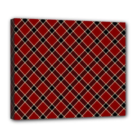 Dark Red Tartan, Retro Buffalo Plaid, Tiled Pattern Deluxe Canvas 24  X 20  (stretched) by Casemiro