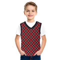 Dark Red Tartan, Retro Buffalo Plaid, Tiled Pattern Kids  Basketball Tank Top by Casemiro