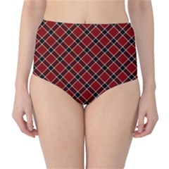 Dark Red Tartan, Retro Buffalo Plaid, Tiled Pattern Classic High-waist Bikini Bottoms by Casemiro