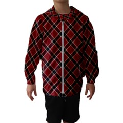 Dark Red Tartan, Retro Buffalo Plaid, Tiled Pattern Kids  Hooded Windbreaker