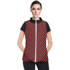 Dark Red Tartan, Retro Buffalo Plaid, Tiled Pattern Women s Puffer Vest