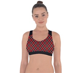 Dark Red Tartan, Retro Buffalo Plaid, Tiled Pattern Cross String Back Sports Bra by Casemiro