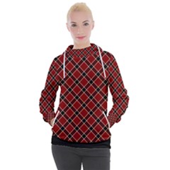 Dark Red Tartan, Retro Buffalo Plaid, Tiled Pattern Women s Hooded Pullover