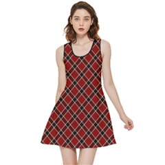 Dark Red Tartan, Retro Buffalo Plaid, Tiled Pattern Inside Out Reversible Sleeveless Dress by Casemiro