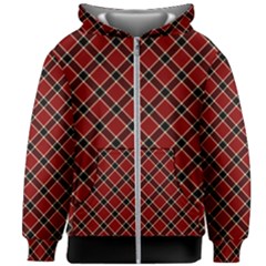 Dark Red Tartan, Retro Buffalo Plaid, Tiled Pattern Kids  Zipper Hoodie Without Drawstring