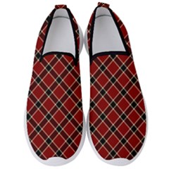 Dark Red Tartan, Retro Buffalo Plaid, Tiled Pattern Men s Slip On Sneakers by Casemiro