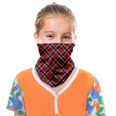 Dark Red Tartan, Retro Buffalo Plaid, Tiled Pattern Face Covering Bandana (kids)