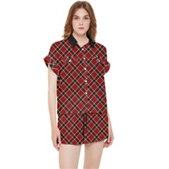 Dark Red Tartan, Retro Buffalo Plaid, Tiled Pattern Chiffon Lounge Set by Casemiro