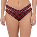 Dark red tartan, retro buffalo plaid, tiled pattern Double Strap Halter Bikini Bottom View1