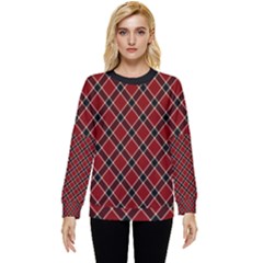 Dark Red Tartan, Retro Buffalo Plaid, Tiled Pattern Hidden Pocket Sweatshirt by Casemiro