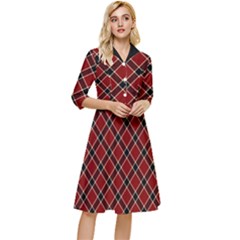 Dark Red Tartan, Retro Buffalo Plaid, Tiled Pattern Classy Knee Length Dress by Casemiro