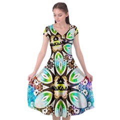 375 Chroma Digital Art Custom Cap Sleeve Wrap Front Dress by Drippycreamart