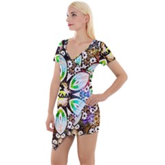 375 Chroma Digital Art Custom Short Sleeve Asymmetric Mini Dress by Drippycreamart