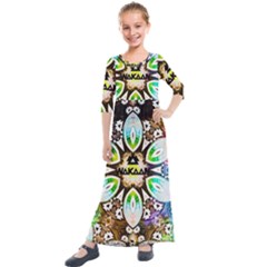 375 Chroma Digital Art Custom Kids  Quarter Sleeve Maxi Dress