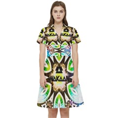 375 Chroma Digital Art Custom Short Sleeve Waist Detail Dress by Drippycreamart