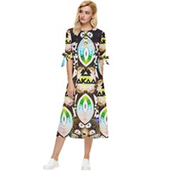 375 Chroma Digital Art Custom Bow Sleeve Chiffon Midi Dress by Drippycreamart