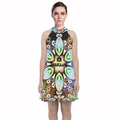 375 Chroma Digital Art Custom Velvet Halter Neckline Dress 