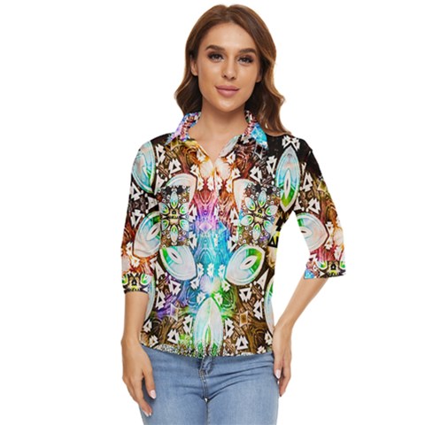 375 Chroma Digital Art Custom Women s Quarter Sleeve Pocket Shirt by Drippycreamart