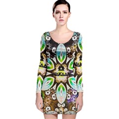 375 Chroma Digital Art Custom Long Sleeve Velvet Bodycon Dress