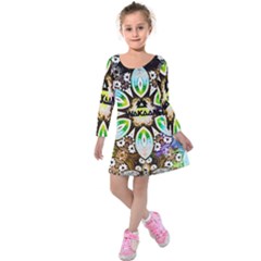 375 Chroma Digital Art Custom Kids  Long Sleeve Velvet Dress by Drippycreamart