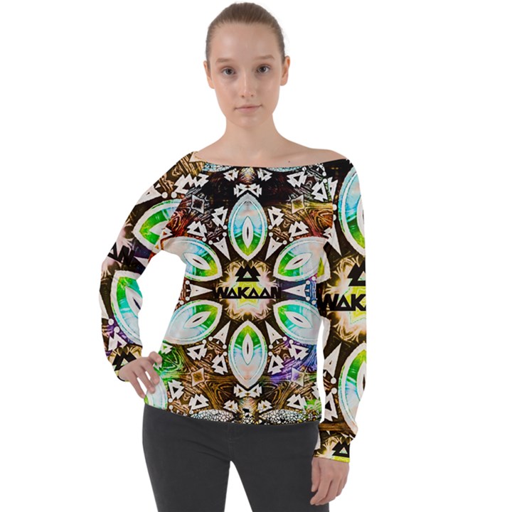 375 Chroma Digital Art Custom Off Shoulder Long Sleeve Velour Top