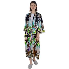 375 Chroma Digital Art Custom Maxi Satin Kimono by Drippycreamart