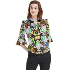 375 Chroma Digital Art Custom Loose Horn Sleeve Chiffon Blouse