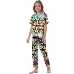 375 Chroma Digital Art Custom Kids  Satin Short Sleeve Pajamas Set by Drippycreamart