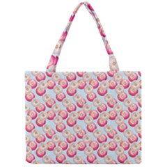 Pink And White Donuts On Blue Mini Tote Bag by SychEva