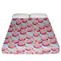 Pink And White Donuts On Blue Fitted Sheet (California King Size) View1