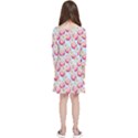 Pink And White Donuts On Blue Kids  Quarter Sleeve Skater Dress View2