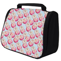 Pink And White Donuts On Blue Full Print Travel Pouch (big) by SychEva