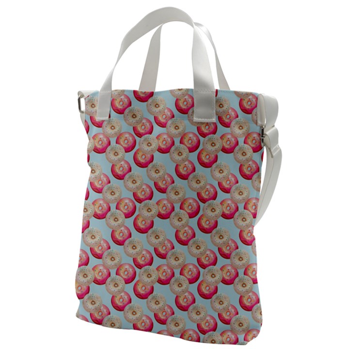 Pink And White Donuts On Blue Canvas Messenger Bag