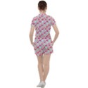 Pink And White Donuts On Blue Women s Tee and Shorts Set View2