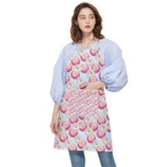 Pink And White Donuts On Blue Pocket Apron by SychEva