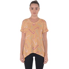 Sweet Christmas Candy Cut Out Side Drop Tee by SychEva