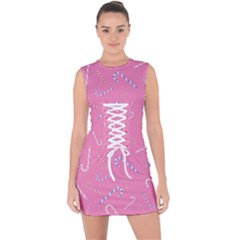 Sweet Christmas Candy Lace Up Front Bodycon Dress by SychEva