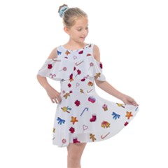 Christmas Elements Kids  Shoulder Cutout Chiffon Dress by SychEva