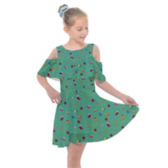 Christmas Elements For The Holiday Kids  Shoulder Cutout Chiffon Dress by SychEva